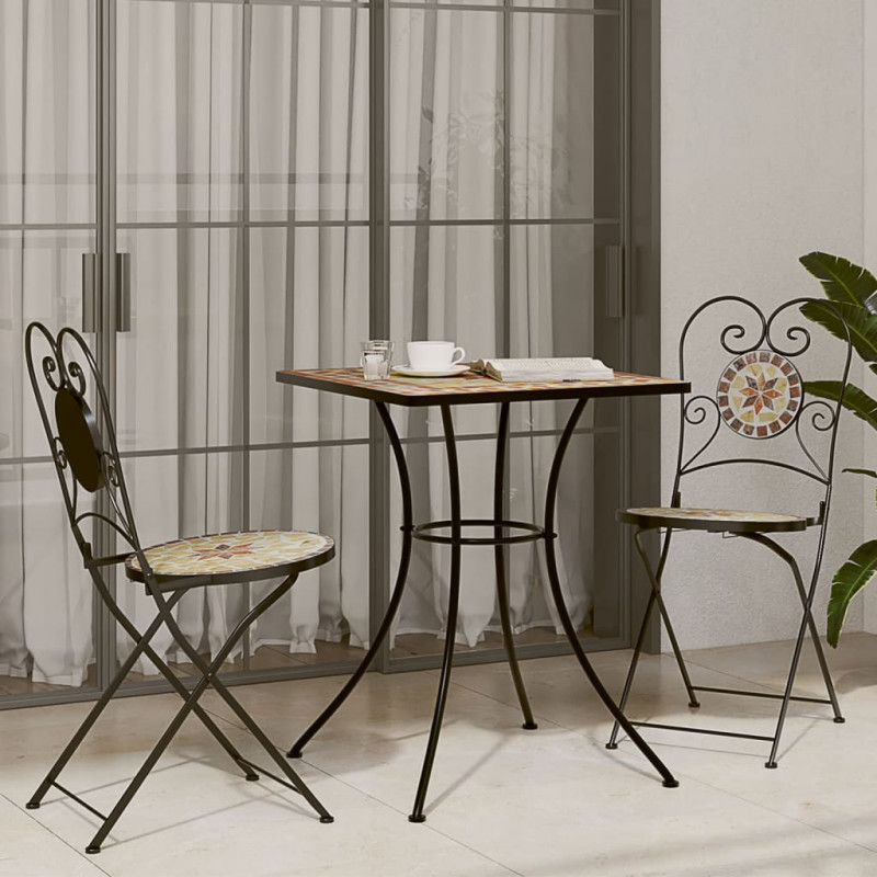 Mozaikowy stolik bistro, terakota, 60x60x74 cm, ceramiczny