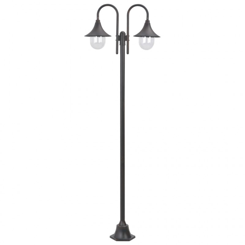 Latarnia ogrodowa 2-punktowa, 220 cm, aluminium, E27, brązowa