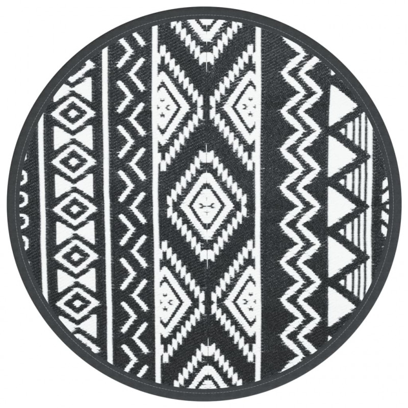 Dywan na zewnątrz, czarny, Ø160 cm, PP