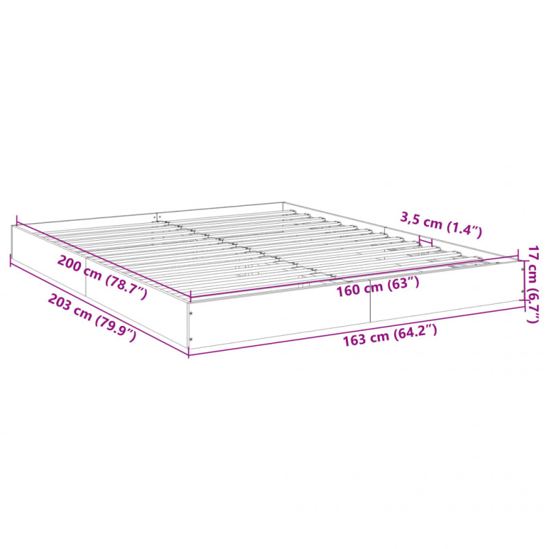 Łóżko bez materaca, dąb sonoma, 160x200 cm