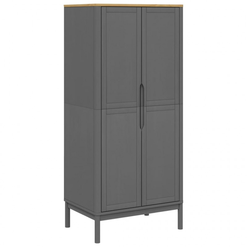 Szafa FLORO, szara, 77x53x171 cm, lite drewno sosnowe