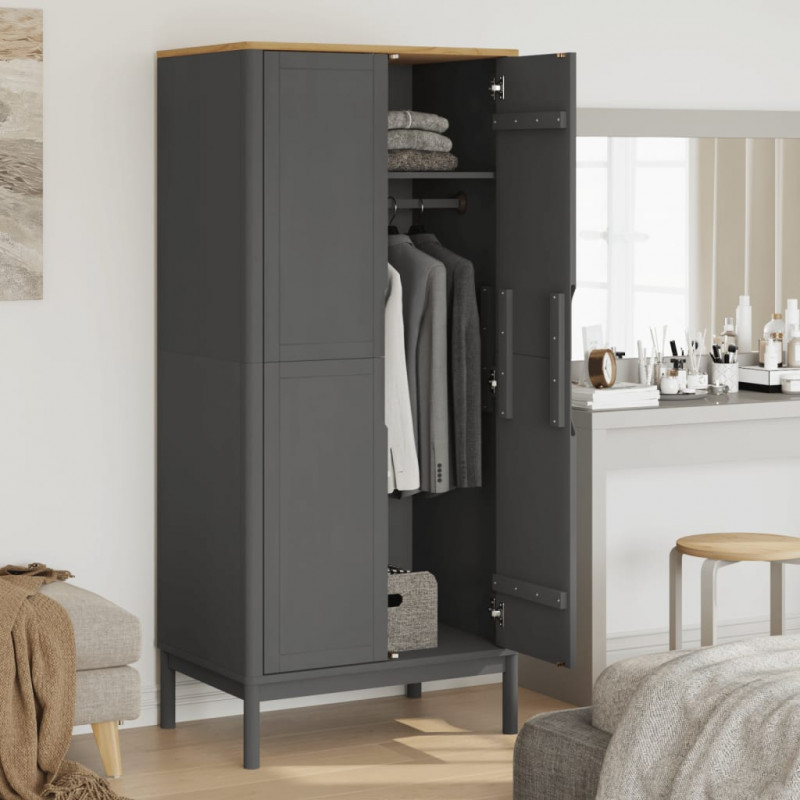 Szafa FLORO, szara, 77x53x171 cm, lite drewno sosnowe