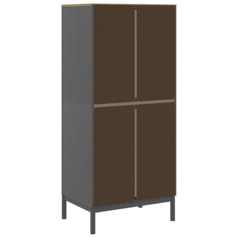 Szafa FLORO, szara, 77x53x171 cm, lite drewno sosnowe