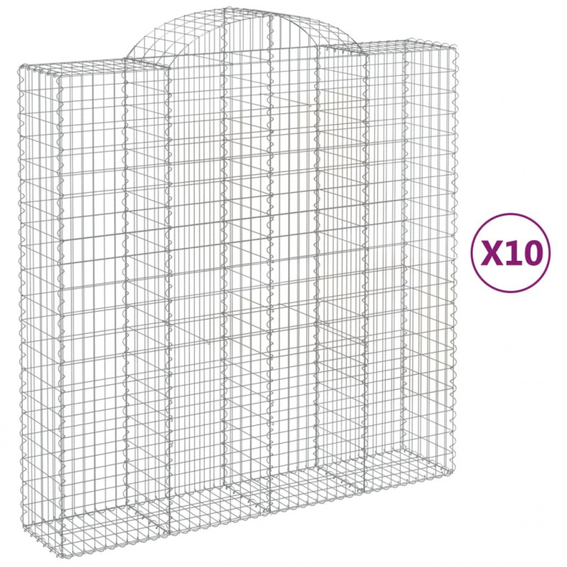 Kosze gabionowe, 10 szt, 200x50x200/220cm, galwanizowane żelazo