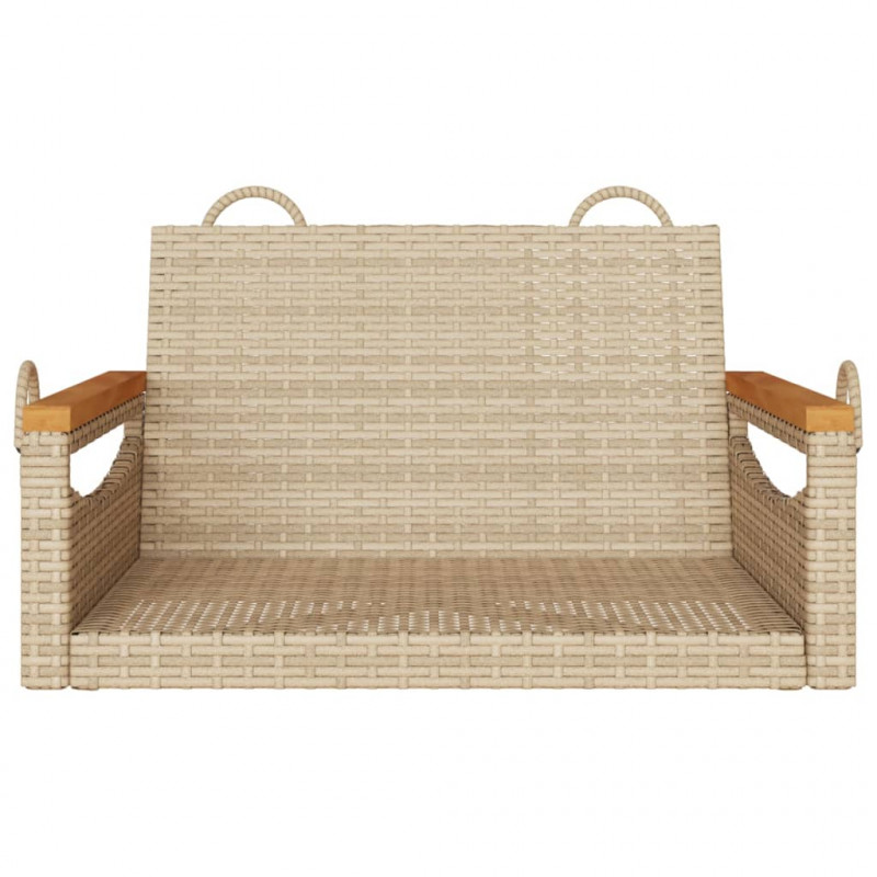 Ławka bujana, beżowa, 63x62x40 cm, polirattan