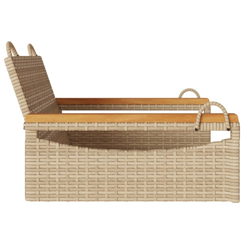 Ławka bujana, beżowa, 63x62x40 cm, polirattan