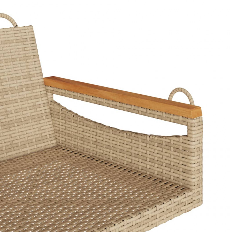 Ławka bujana, beżowa, 63x62x40 cm, polirattan
