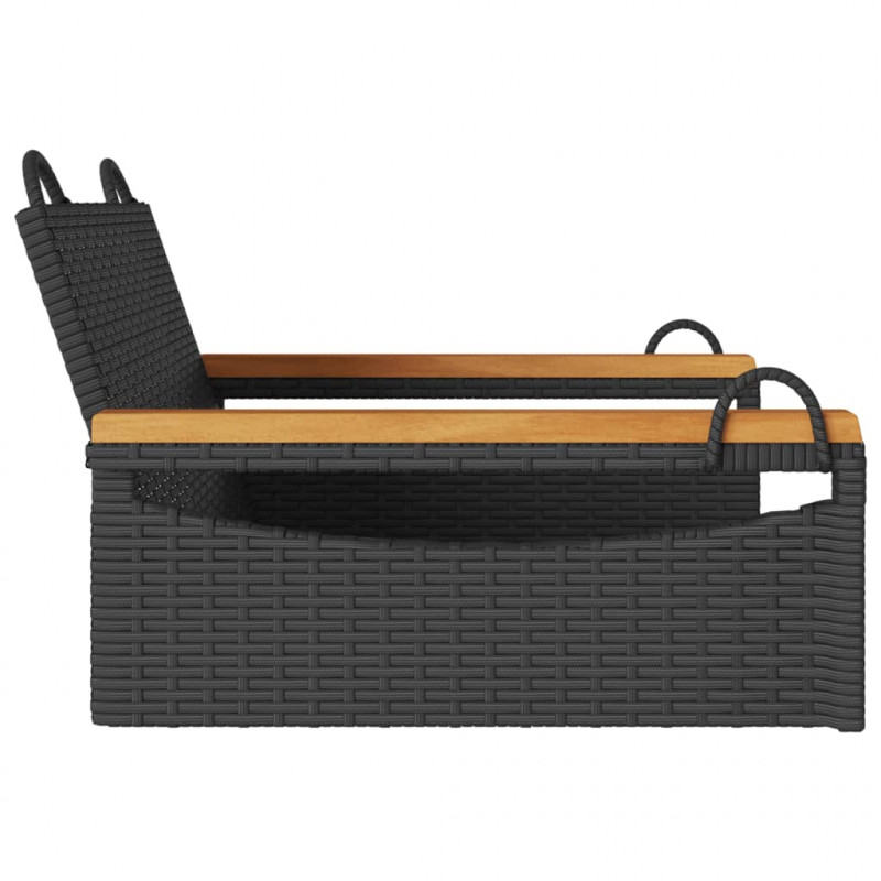 Ławka bujana, czarna, 63x62x40 cm, polirattan