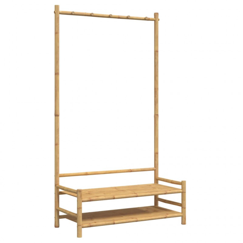 Wieszak na ubrania, z półkami, 103x40x183 cm, bambusowy