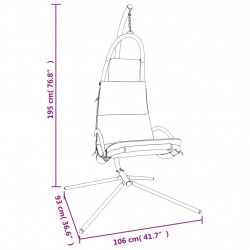 Ogrodowe krzesło wiszące, poduszka, ciemnoszare, tkanina i stal