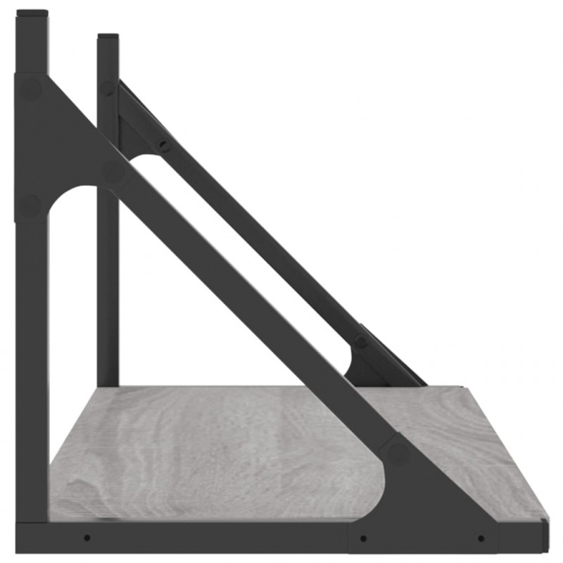 Półki ścienne, 2 szt., szary dąb sonoma, 60x25x25,5 cm