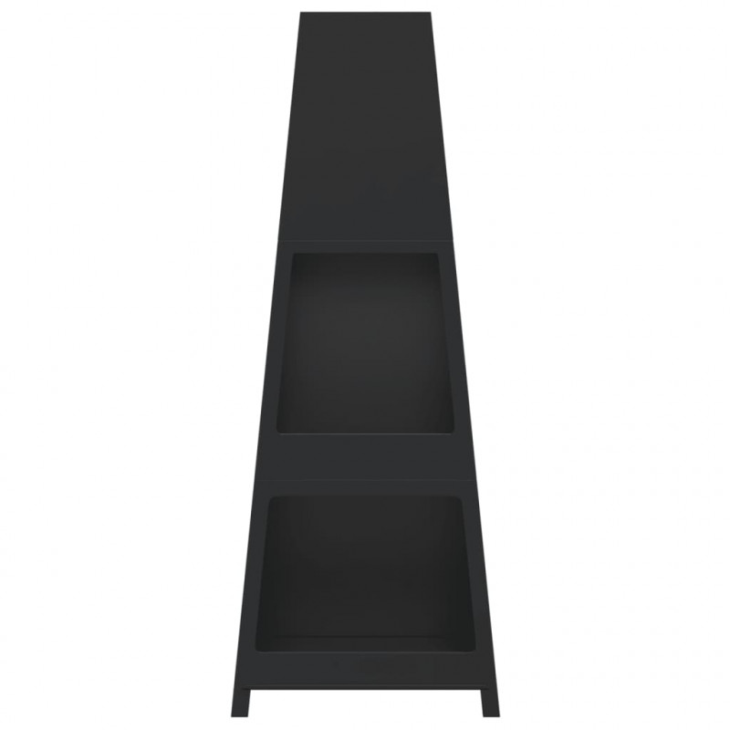 Kominek ogrodowy ze schowkiem na drewno, czarny, stalowy