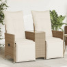 Rozkładana sofa ogrodowa ze stolikiem, 2-os., beż, rattan PE