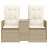 Rozkładana sofa ogrodowa ze stolikiem, 2-os., beż, rattan PE