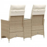 Rozkładana sofa ogrodowa ze stolikiem, 2-os., beż, rattan PE