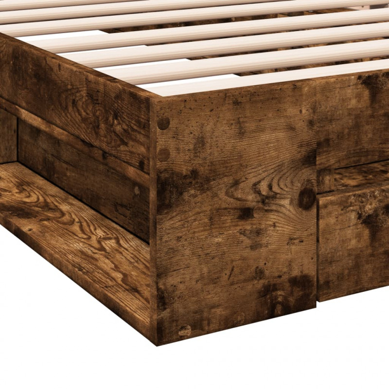 Rama łóżka z szufladą, przydymiony dąb, 90x190 cm
