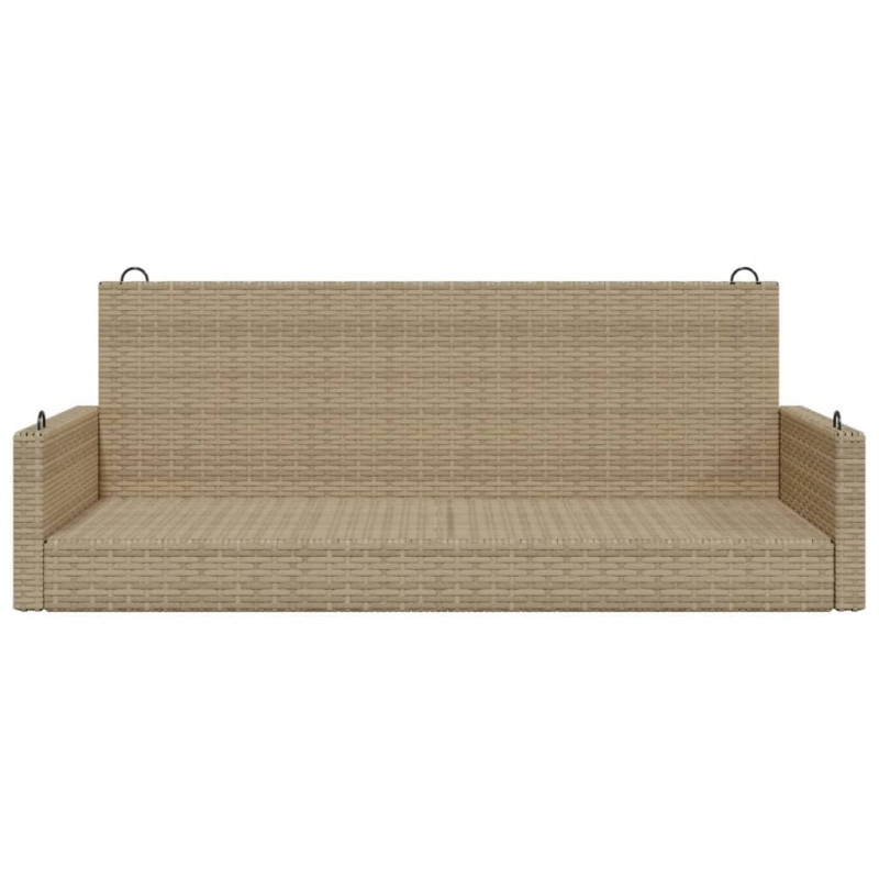 Ławka bujana, beżowa, 119x56x48 cm, polirattan