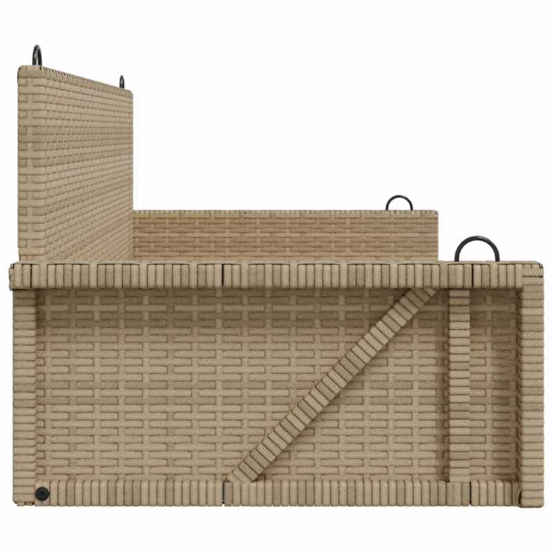 Ławka bujana, beżowa, 119x56x48 cm, polirattan