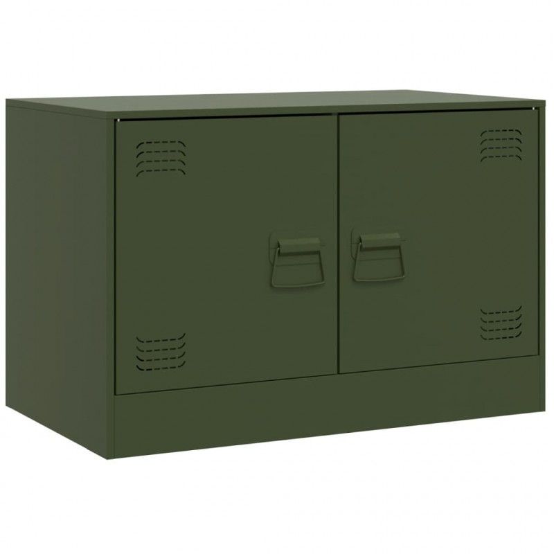 Szafki pod telewizor, 2 szt., oliwkowe, 67x39x44 cm, stalowe