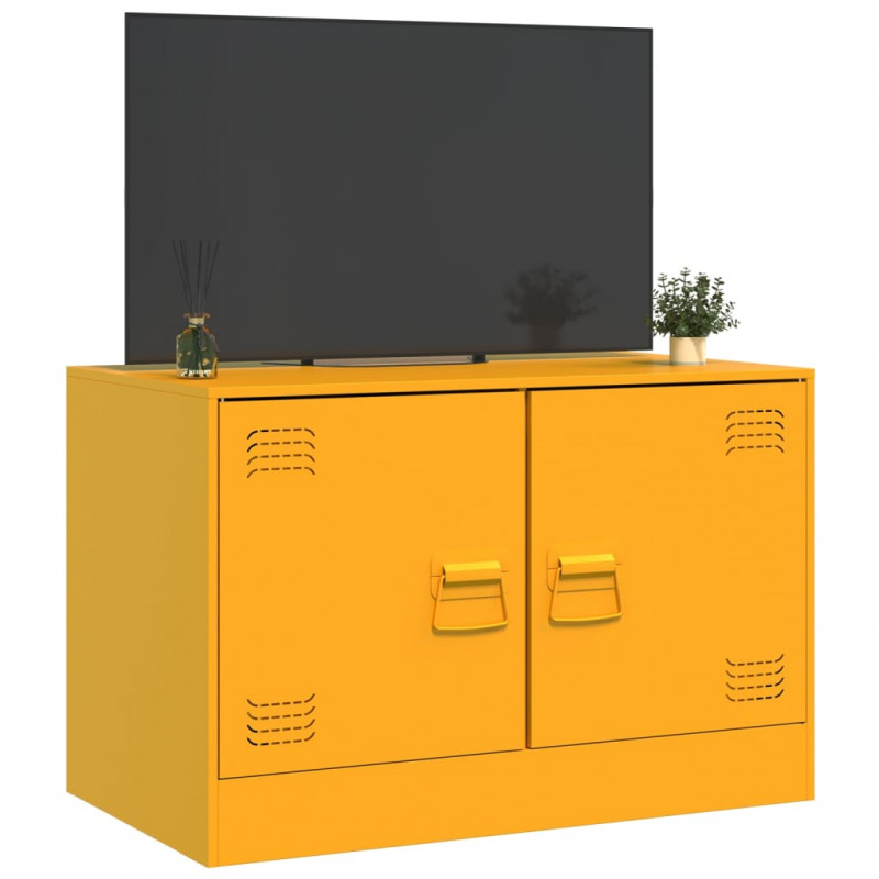 Szafka pod telewizor, musztardowa, 67x39x44 cm, stalowa