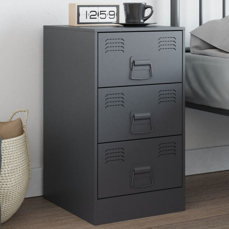 Szafka nocna, antracytowa, 34,5x39x62 cm, stal