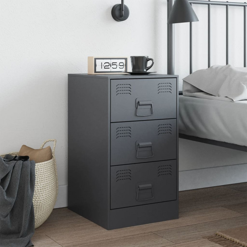 Szafka nocna, antracytowa, 34,5x39x62 cm, stal