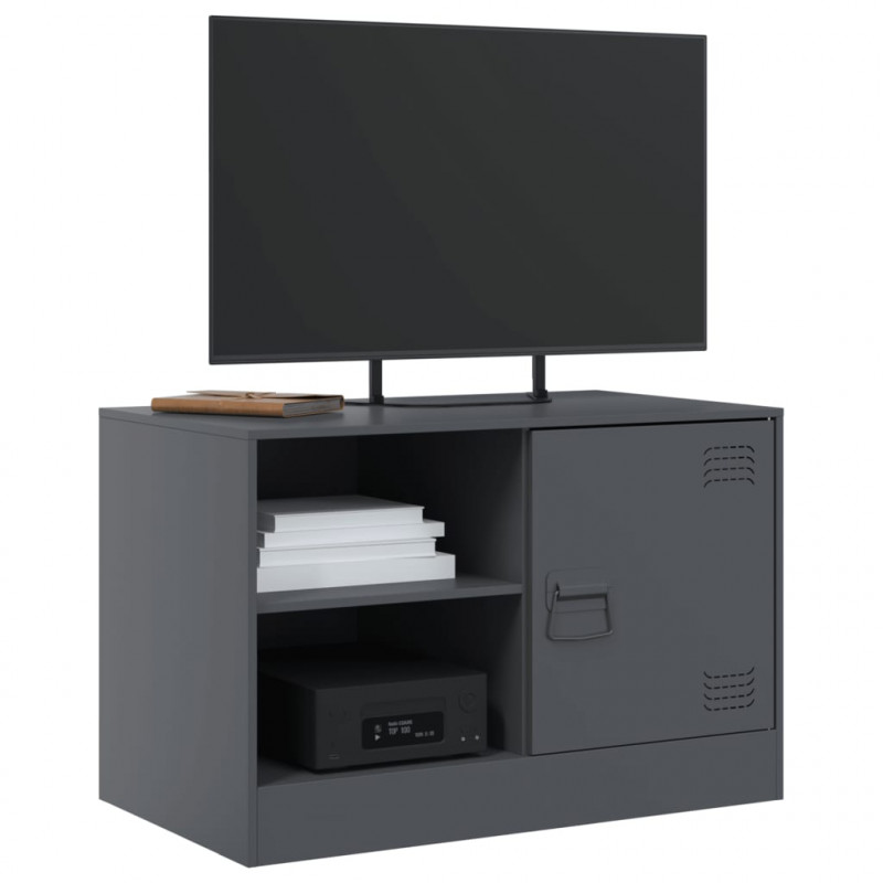 Szafki pod telewizor, 2 szt., antracytowe, 67x39x44 cm, stalowe