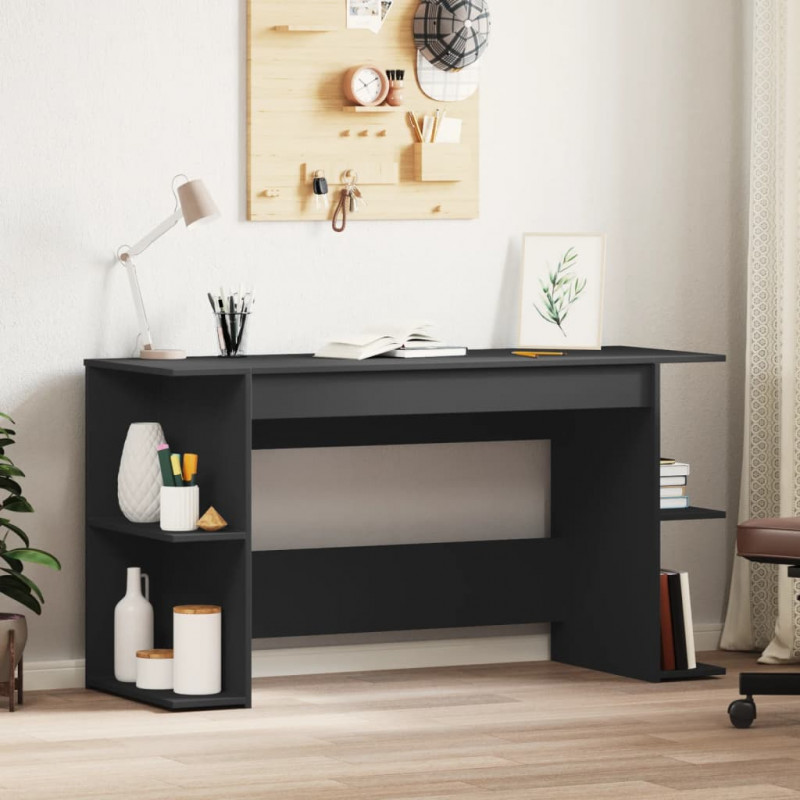 Biurko, czarne, 140x50x75 cm, materiał drewnopochodny