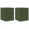 Szafki nocne, 2 szt., zielone, 34,5x39x44 cm, stal