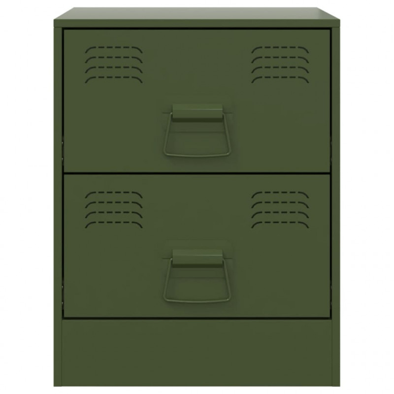Szafki nocne, 2 szt., zielone, 34,5x39x44 cm, stal