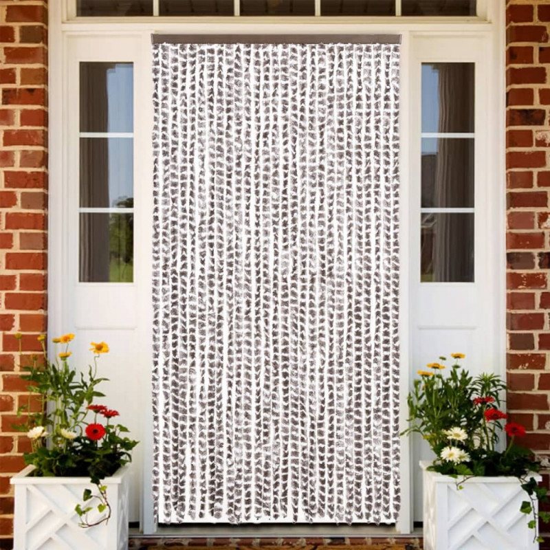 Zasłona przeciwko owadom, taupe i biel, 118x220 cm, szenil