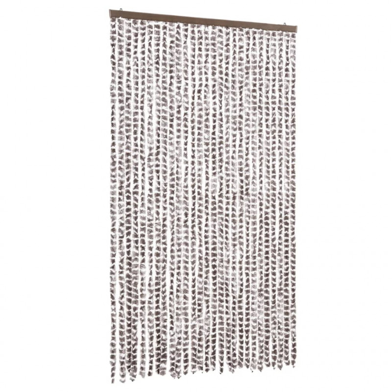 Zasłona przeciwko owadom, taupe i biel, 118x220 cm, szenil
