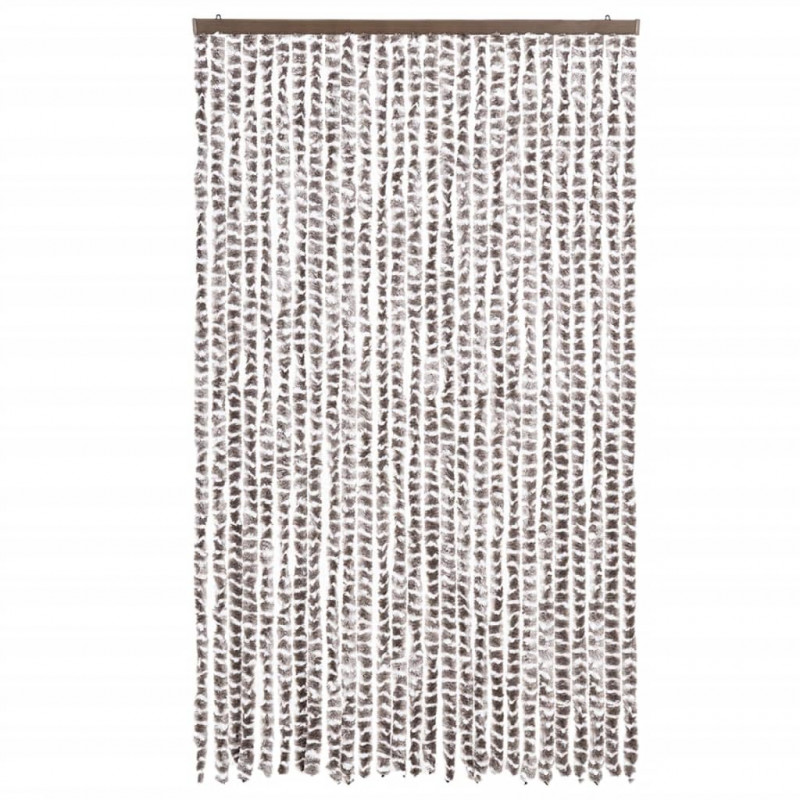 Zasłona przeciwko owadom, taupe i biel, 118x220 cm, szenil