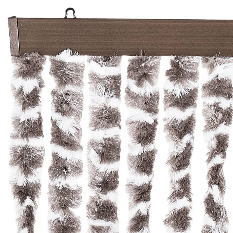 Zasłona przeciwko owadom, taupe i biel, 118x220 cm, szenil