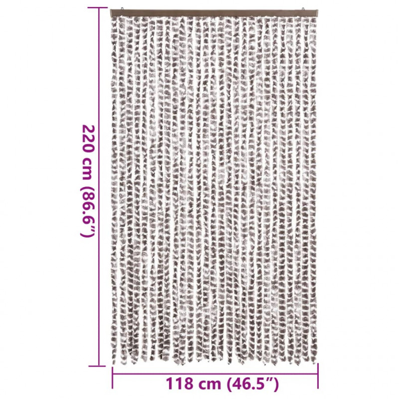 Zasłona przeciwko owadom, taupe i biel, 118x220 cm, szenil