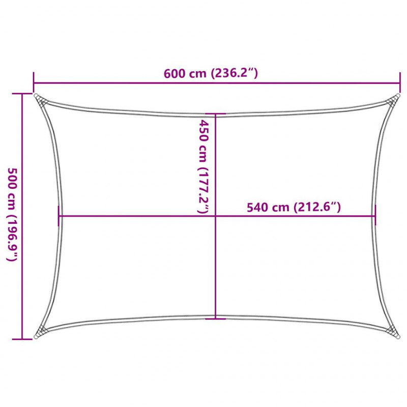 Żagiel przeciwsłoneczny, 160 g/m², żółty, 5x6 m, HDPE