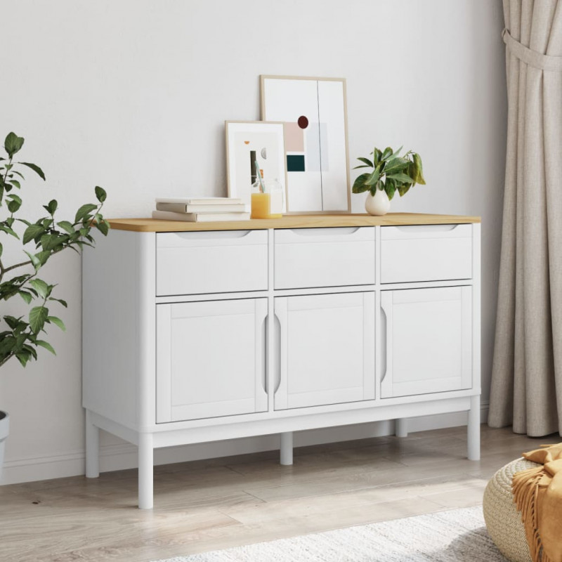 Szafka FLORO, biała, 114x43x74 cm, lite drewno sosnowe