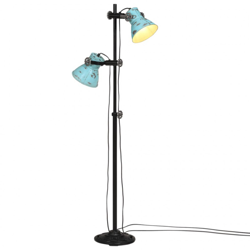 Lampa stojąca, 25 W, postarzany niebieski, 25x25x90/140 cm, E27