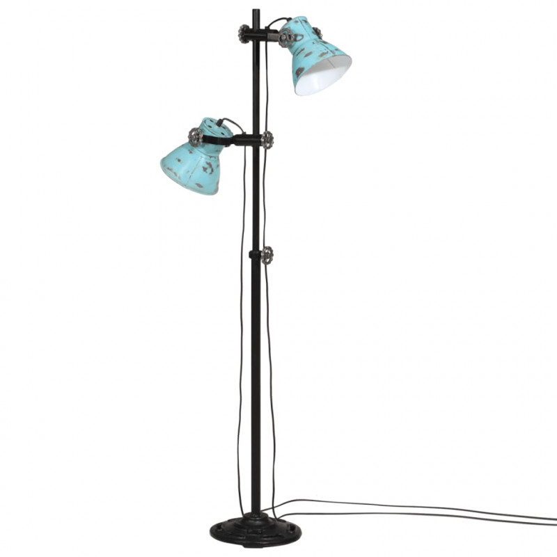 Lampa stojąca, 25 W, postarzany niebieski, 25x25x90/140 cm, E27
