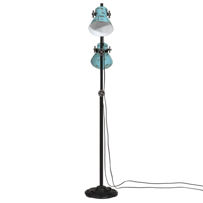 Lampa stojąca, 25 W, postarzany niebieski, 25x25x90/140 cm, E27