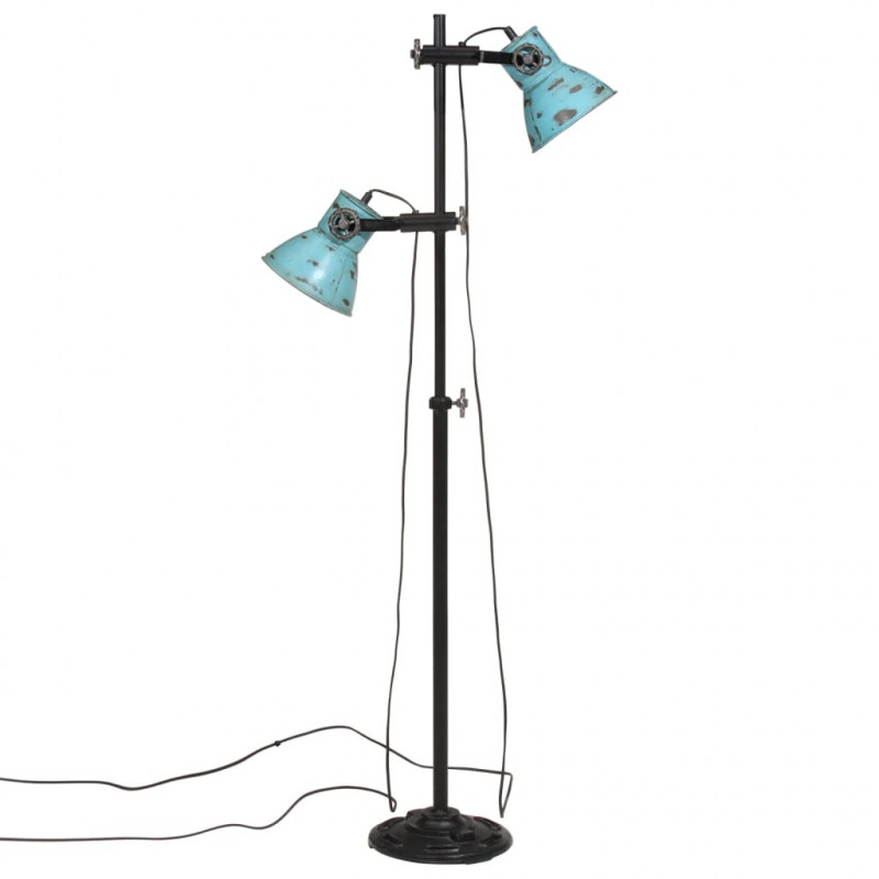 Lampa stojąca, 25 W, postarzany niebieski, 25x25x90/140 cm, E27