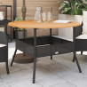 Stół ogrodowy z akacjowym blatem, czarny, Ø110x71 cm, rattan PE