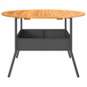 Stół ogrodowy z akacjowym blatem, czarny, Ø110x71 cm, rattan PE