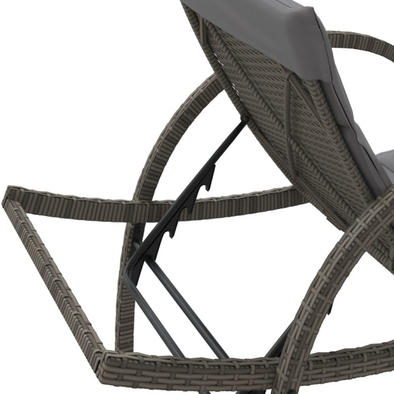 Leżak z poduszką, szary, 60x199x42 cm, polirattan