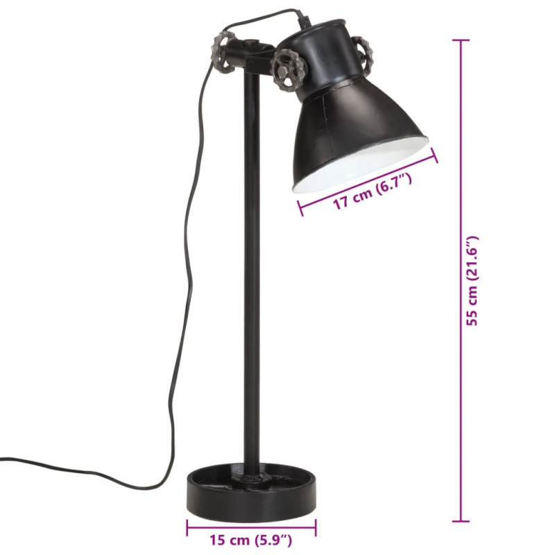 Lampa stołowa, 25 W, czarna, 15x15x55 cm, E27