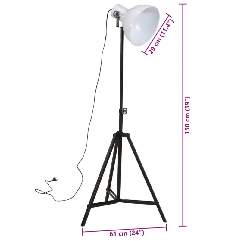 Lampa stojąca, 25 W, biała, 61x61x90/150 cm, E27