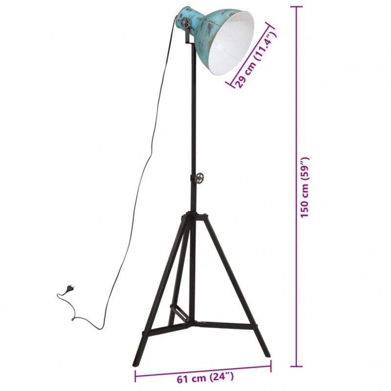 Lampa stojąca, 25 W, postarzany niebieski, 61x61x90/150 cm, E27