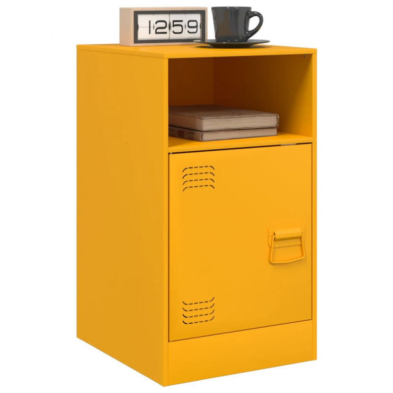 Szafki nocne, 2 szt., musztardowe, 34,5x39x62 cm, stal