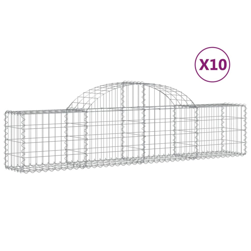 Kosze gabionowe, 10 szt, 200x30x40/60 cm, galwanizowane żelazo