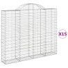 Kosze gabionowe, 15 szt, 200x30x160/180cm, galwanizowane żelazo